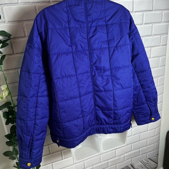 Rebecca Minkott Box Quilted Puffer women Jacket/ Shapire - size L - Picture 10 of 14